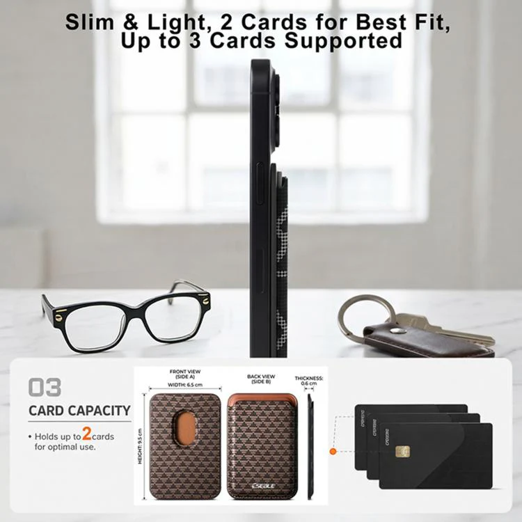 ESEBLE S9 PU Leather Triangular Shield Magnetic Mobile Phone Card Slots(Black) - Image 9