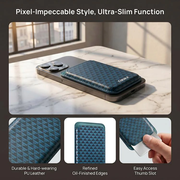 ESEBLE S9 PU Leather Triangular Shield Magnetic Mobile Phone Card Slots(Blue) - Image 7