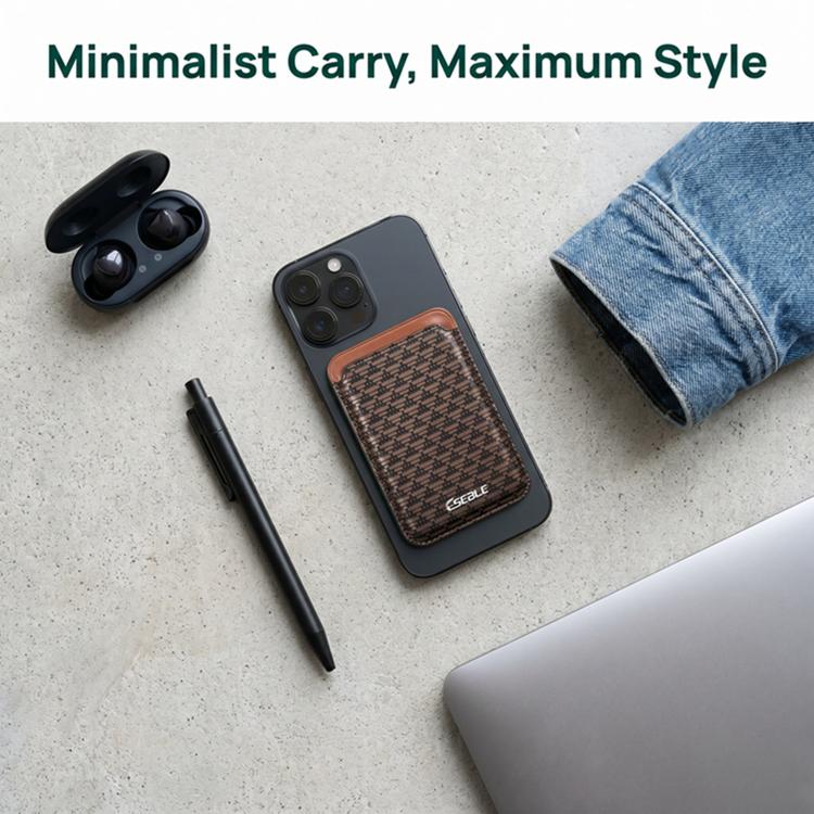 ESEBLE S9 PU Leather Triangular Shield Magnetic Mobile Phone Card Slots(Brown) - Image 4