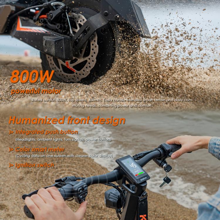[EU Warehouse] Kukirin T3 800W 45km/h Max Speed Folding Electric Scooter with 10 inch Vacuum Tires & 14-Light System, EU Plug(Black) - Image 9