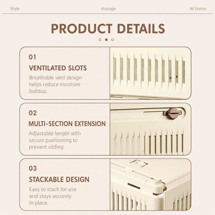 Expandable Drawer Organizer Bins Stackable Plastic Storage Baskets with Slider Lock 20 x 15.5 x 28cm - Image 8