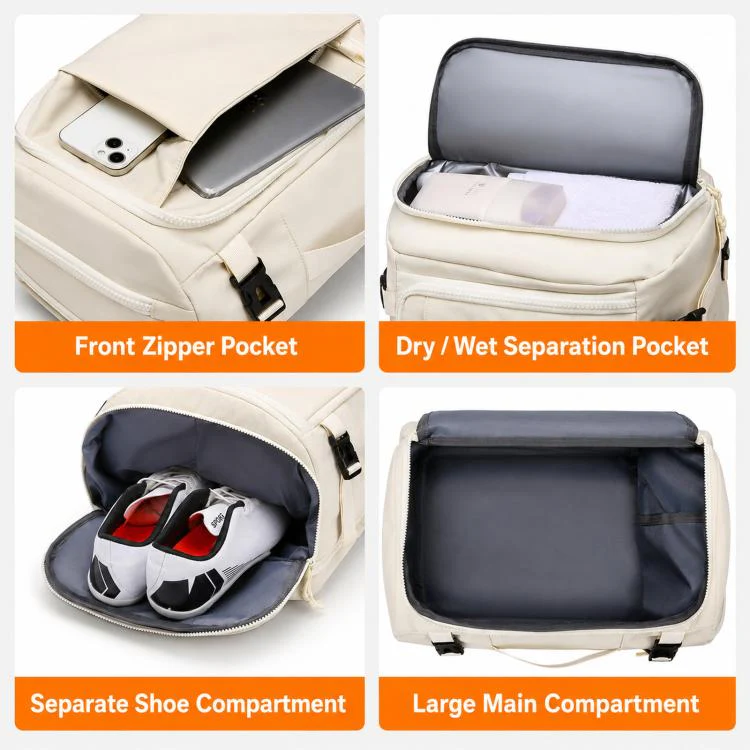 Expandable Travel Backpack Flight Approved 28-38L Carry On Backpack with Shoe Compartment 15.6-inch Laptop Pocket(Grey) - Image 7