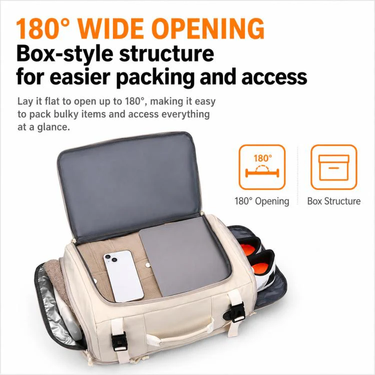 Expandable Travel Backpack Flight Approved Carry On Gym Backpack with Shoe Compartment USB Port(Grey) - Image 5