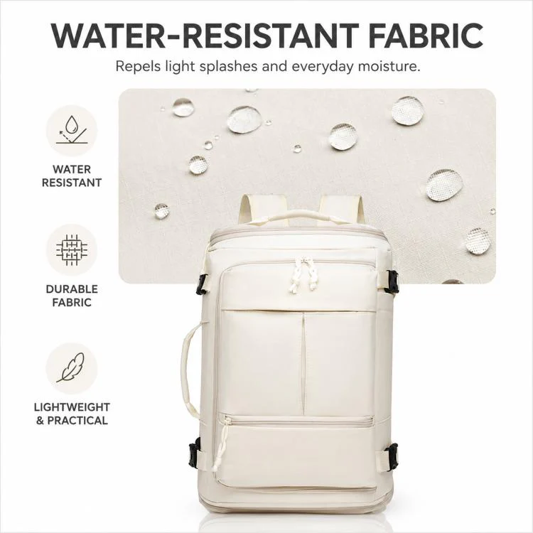 Expandable Travel Backpack Flight Approved Carry On Gym Backpack with Shoe Compartment USB Port(White) - Image 3