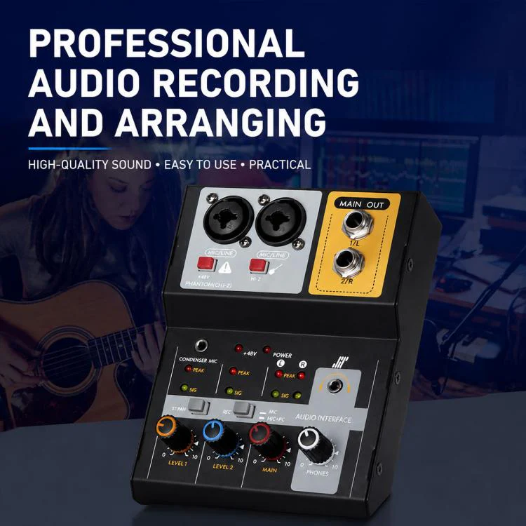 F-2A Multi-function Professional 2-way Recording Mixer USB Live Streaming Sound Card(Black) - Image 14