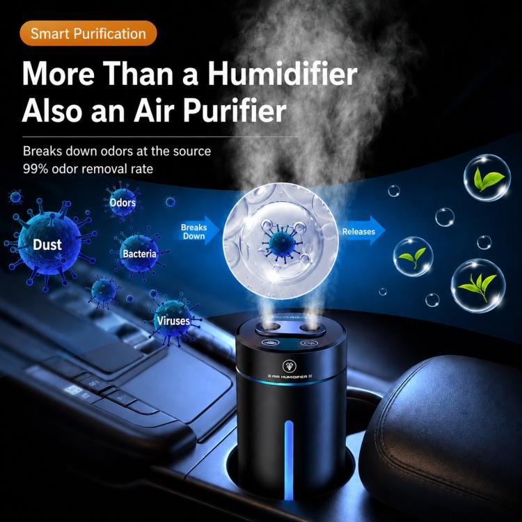 F10 Smart Dual Nozzle Humidifier Aroma Diffuser Portable Car Fragrance Sprayer With Ambient Light(Red) - Image 3