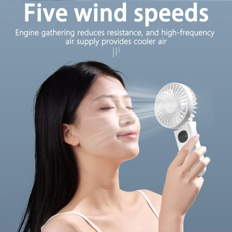 F11 Folding Handheld Fan with LED Display & Lanyard(Pink) - Image 4