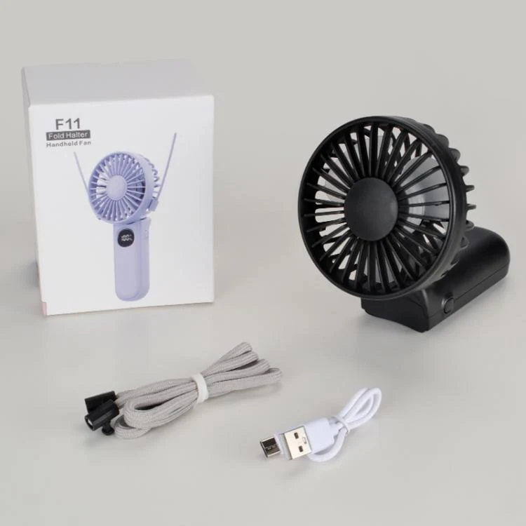 F11 Folding Handheld Fan with LED Display & Lanyard(Pink) - Image 9