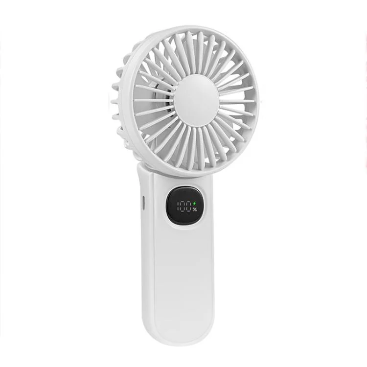 F11 Folding Handheld Fan with LED Display & Lanyard(White)
