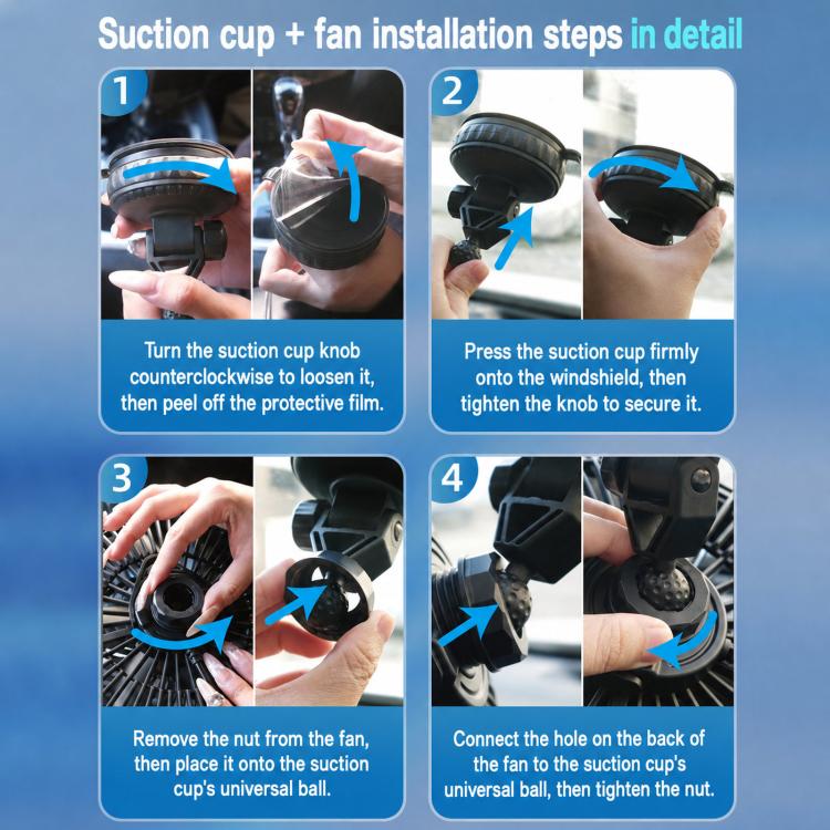 F1303 12V/24V Car Cigarette Lighter Fan Stepless Speed Quiet Cooling Fan With Hanging Hook - Image 10