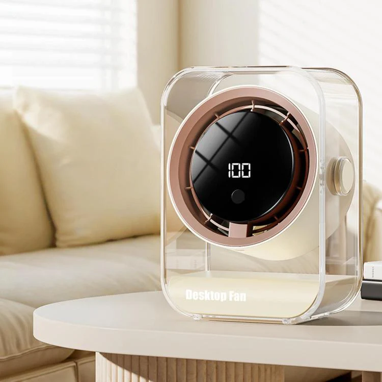 F15 Smart Timing Transparent Digital Display Desk Fan Small Circulating Table Fan For Office(White)