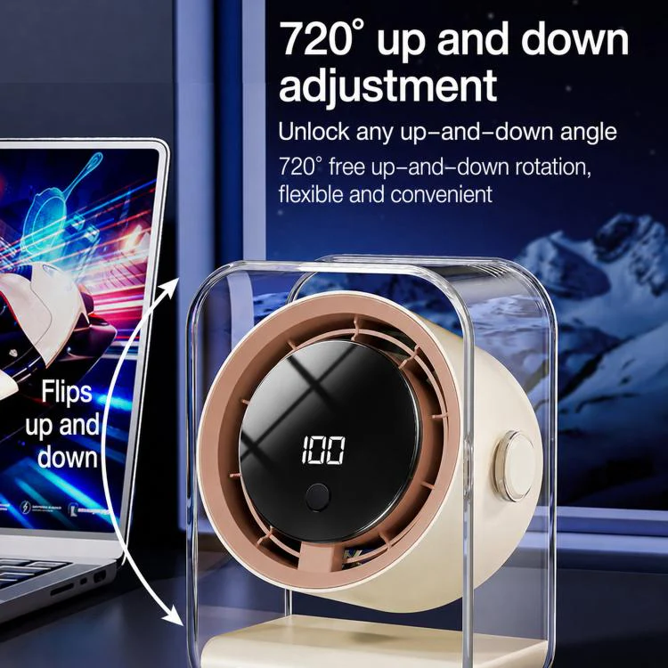 F15 Smart Timing Transparent Digital Display Desk Fan Small Circulating Table Fan For Office(White) - Image 3