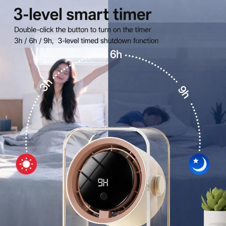 F15 Smart Timing Transparent Digital Display Desk Fan Small Circulating Table Fan For Office(White) - Image 6