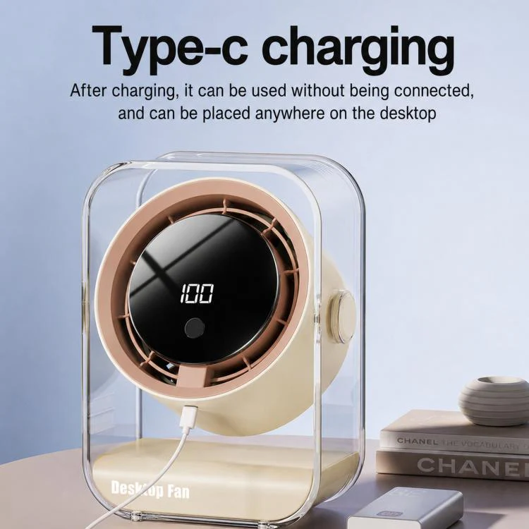 F15 Smart Timing Transparent Digital Display Desk Fan Small Circulating Table Fan For Office(White) - Image 9