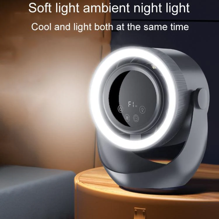 F158 Desktop Mini Multi-Speed Circulating Fan Timed Remote Control Lighted Fan, Style: Beige Plug-In - Image 12