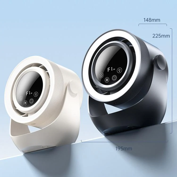 F158 Desktop Mini Multi-Speed Circulating Fan Timed Remote Control Lighted Fan, Style: Beige Plug-In - Image 3