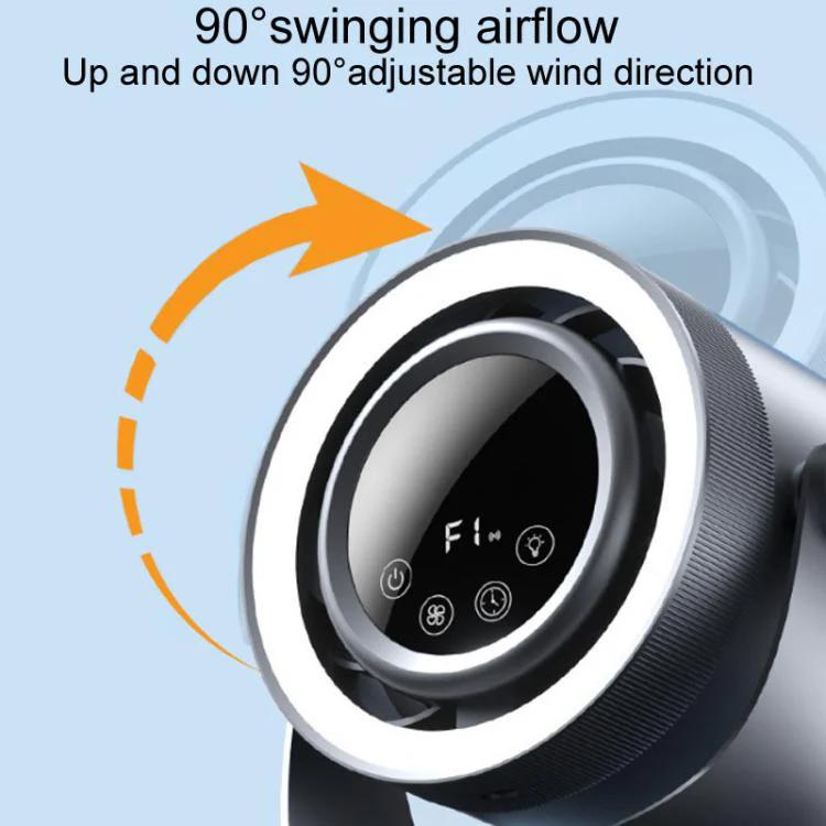 F158 Desktop Mini Multi-Speed Circulating Fan Timed Remote Control Lighted Fan, Style: Gray Rechargeable - Image 6