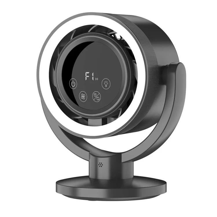 F168 Intelligent Voice Desktop Circulation Fan Touch-Screen Shaking-Head High Rotation Speed Bladeless Night Light Fan(Gray)
