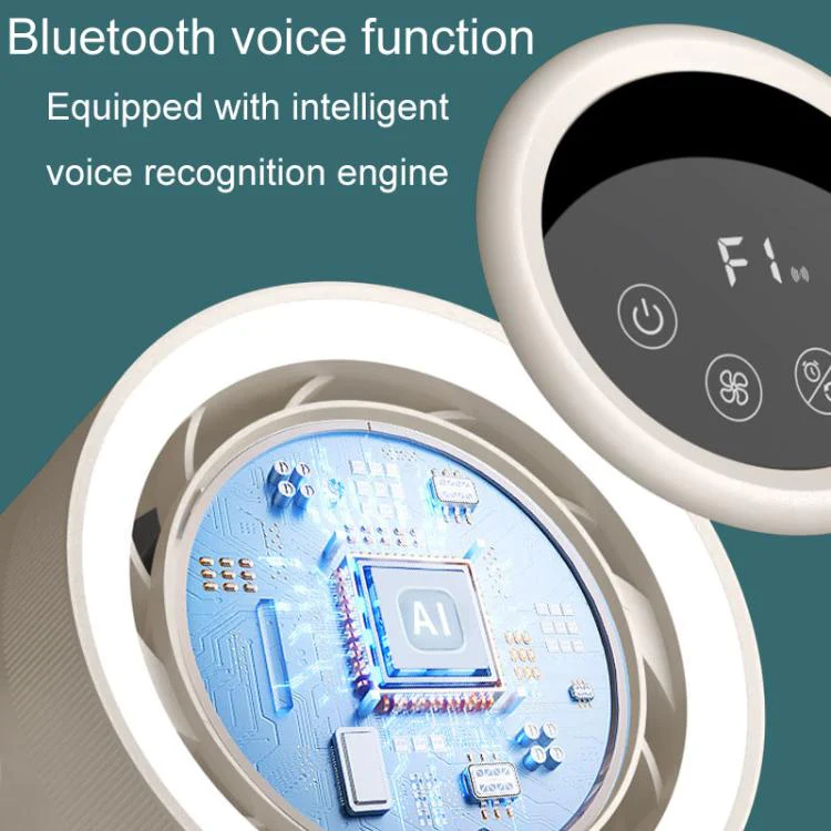 F168 Intelligent Voice Desktop Circulation Fan Touch-Screen Shaking-Head High Rotation Speed Bladeless Night Light Fan(Gray) - Image 5