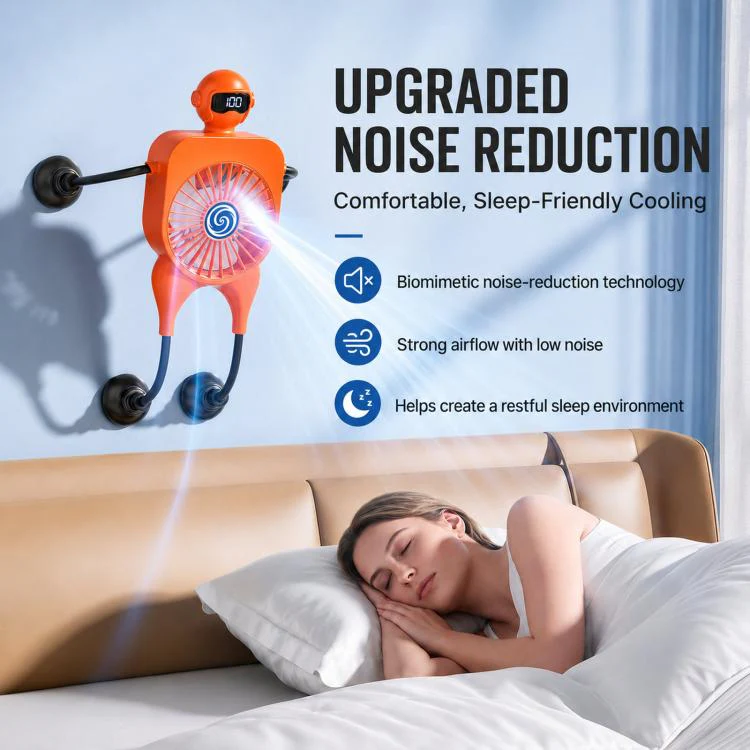 F17 Smart Digital Display Suction Cup Robot Fan 100 Speed Levels Desktop Fan(Orange) - Image 9
