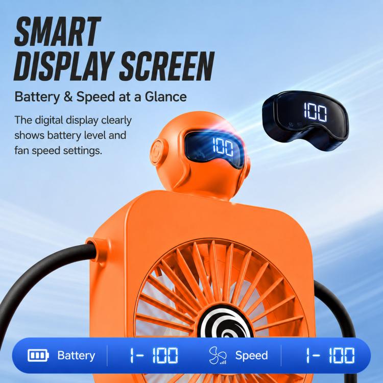 F17 Smart Digital Display Suction Cup Robot Fan 100 Speed Levels Desktop Fan(White) - Image 12