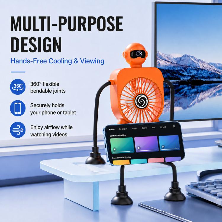 F17 Smart Digital Display Suction Cup Robot Fan 100 Speed Levels Desktop Fan(White) - Image 3