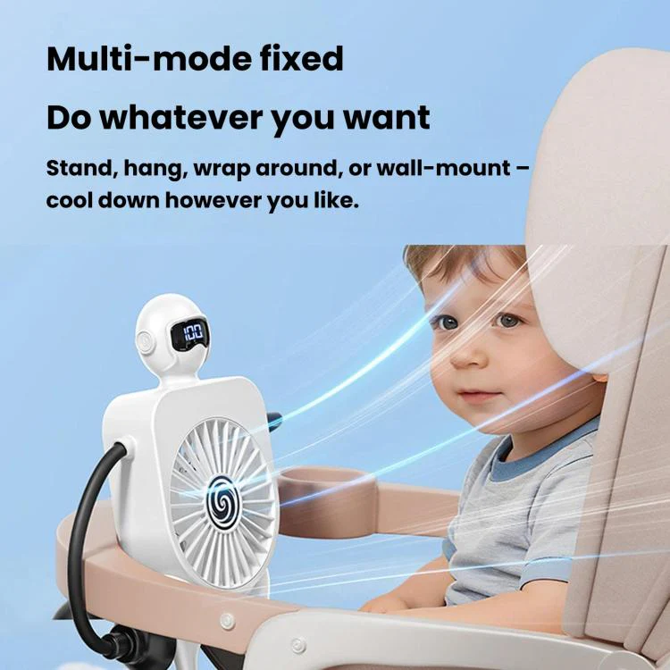 F17 Smart Digital Display Suction Cup Robot Fan 100 Speed Levels Desktop Fan(White) - Image 4