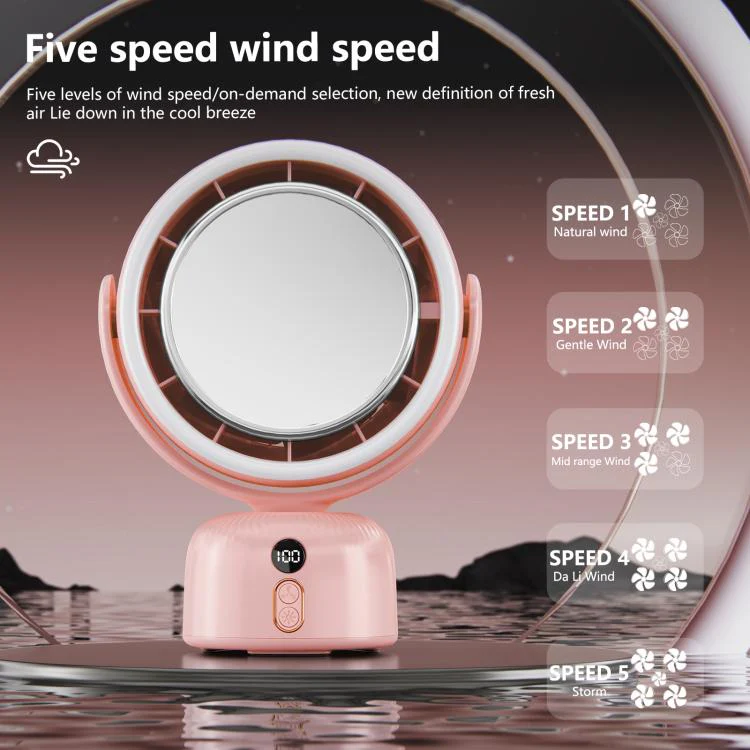 F2 Makeup Mirror Beauty Fill Light Desktop Fan(Pink) - Image 6