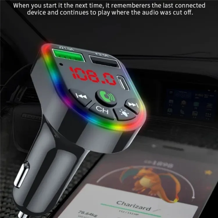 F20 Car MP3 Player PD + Fast USB Charger Handsfree Bluetooth FM Transmitter Car Kit Adapter - Image 7