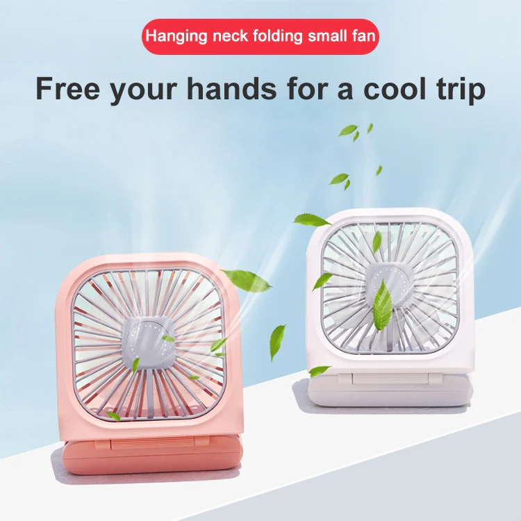 F20 Electroplating Handheld Fan Portable Desktop Folding Mute USB Hanging Neck Fan (Blue) - Image 15