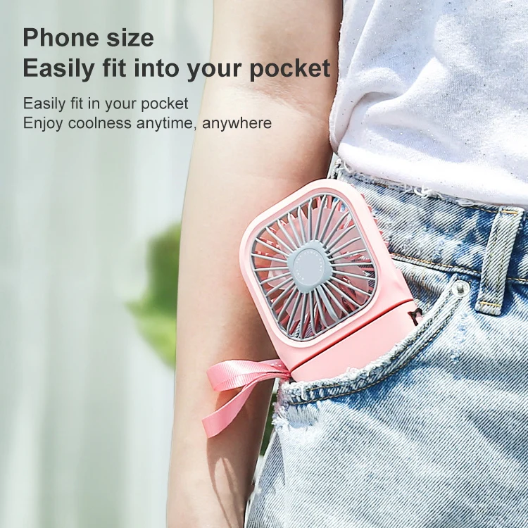 F20 Electroplating Handheld Fan Portable Desktop Folding Mute USB Hanging Neck Fan (Blue) - Image 9
