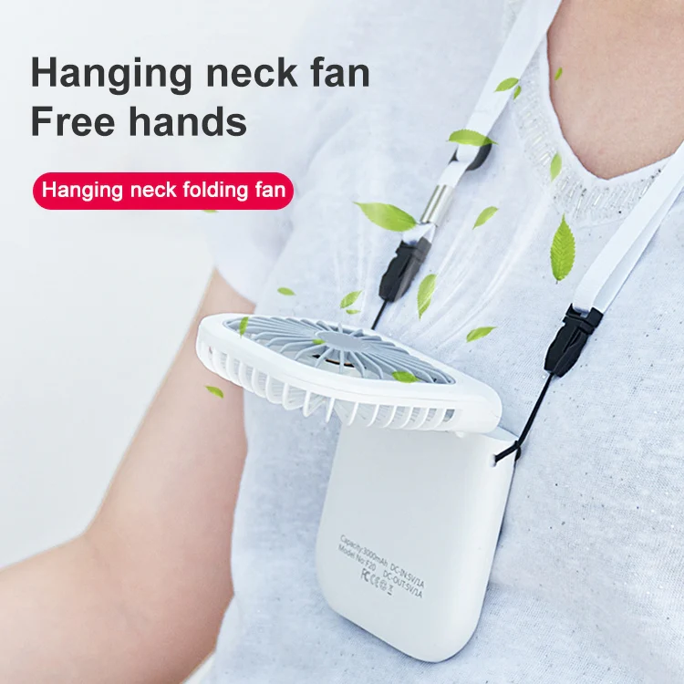 F20 Electroplating Handheld Fan Portable Desktop Folding Mute USB Hanging Neck Fan (Green) - Image 13