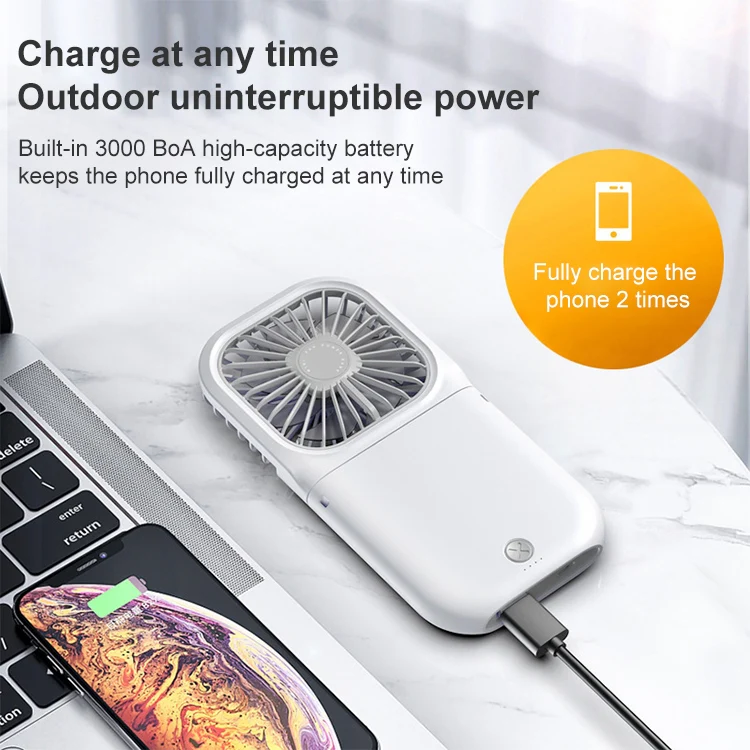 F20 Electroplating Handheld Fan Portable Desktop Folding Mute USB Hanging Neck Fan (Pink) - Image 10