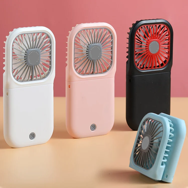 F20 Electroplating Handheld Fan Portable Desktop Folding Mute USB Hanging Neck Fan (Pink) - Image 2
