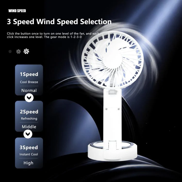 F20 Portable Magnetic Folding Fan with LED(Purple) - Image 3