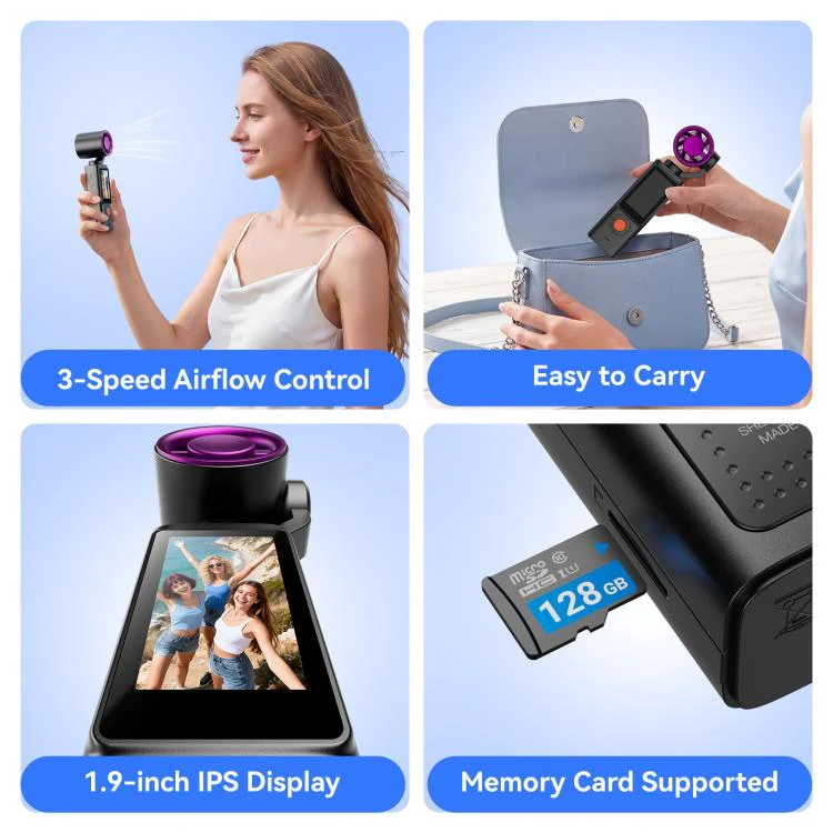 F21 1.97 inch IPS Screen 1080P HD Handheld Vlog Video Camera with Fan(Black) - Image 4