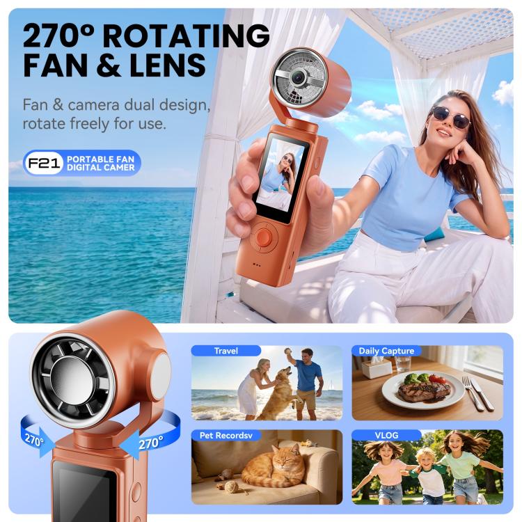 F21 1.97 inch IPS Screen 1080P HD Handheld Vlog Video Camera with Fan(Black) - Image 8