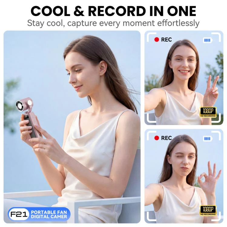 F21 1.97 inch IPS Screen 1080P HD Handheld Vlog Video Camera with Fan(White) - Image 12