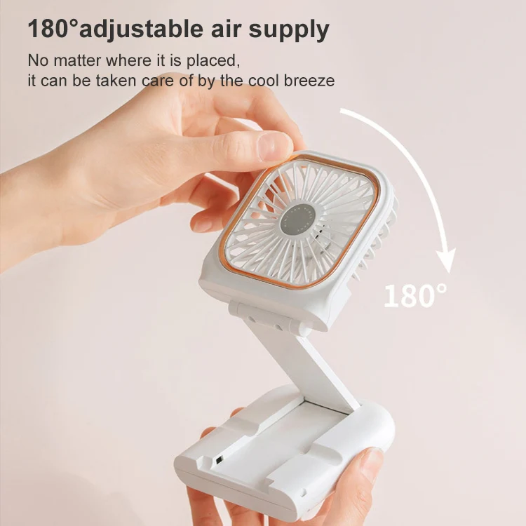 F30 Electroplating Handheld Fan Portable Desktop Folding Mute USB Hanging Neck Fan, Upgraded Version (Pink) - Image 4