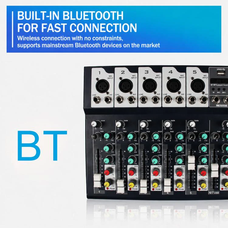 F4 4-Channel Multi-function Professional Bluetooth Live Streaming Mixer, Plug Type:UK Plug(Black) - Image 5