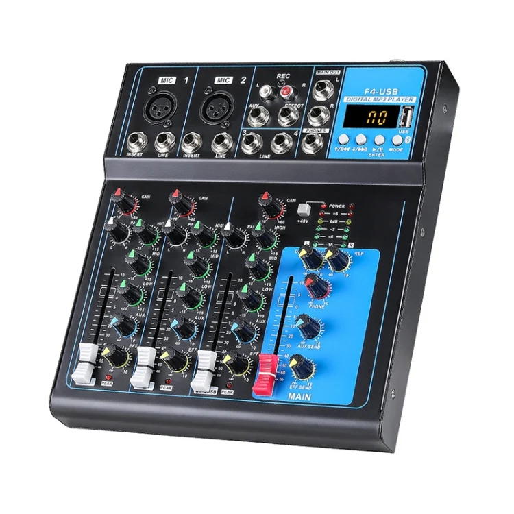 F4 Home 4-channel Bluetooth USB Reverb Mixer, US Plug (Black) - Image 2