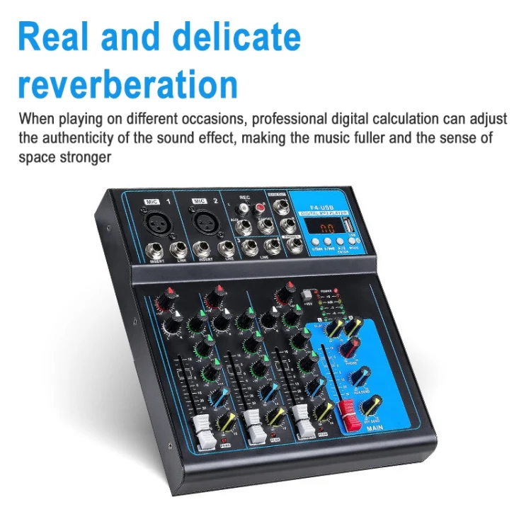 F4 Home 4-channel Bluetooth USB Reverb Mixer, US Plug (Black) - Image 5