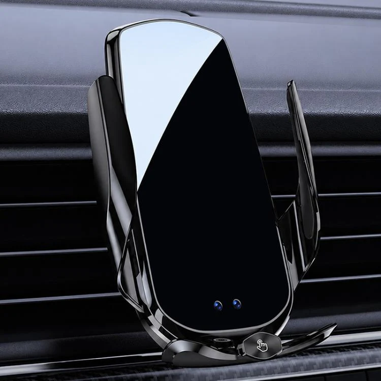 F4 Smart Infrared Sensing Car Magnetic Wireless Charging Phone Holder, Color:Gunmetal(Wireless Charger + Magnetic connector)