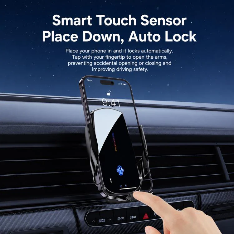 F4 Smart Infrared Sensing Car Magnetic Wireless Charging Phone Holder, Color:Gunmetal(Wireless Charger + Magnetic connector) - Image 10