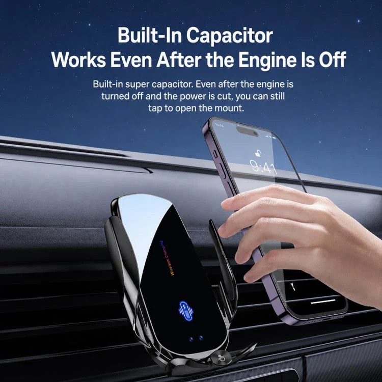 F4 Smart Infrared Sensing Car Magnetic Wireless Charging Phone Holder, Color:Gunmetal(Wireless Charger + Magnetic connector) - Image 11
