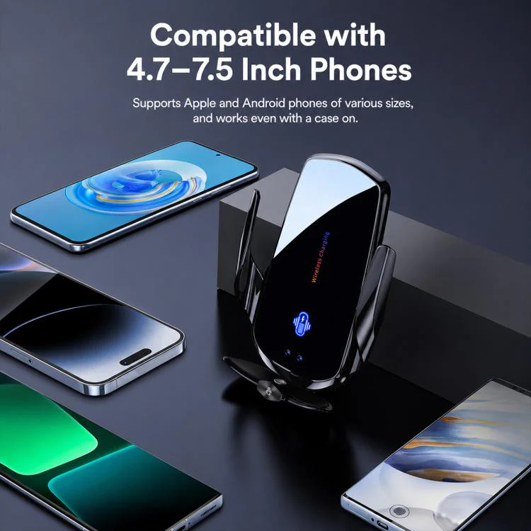 F4 Smart Infrared Sensing Car Magnetic Wireless Charging Phone Holder, Color:Gunmetal(Wireless Charger + Magnetic connector) - Image 16