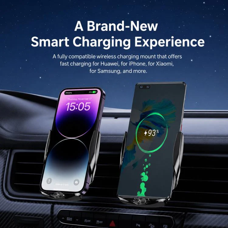 F4 Smart Infrared Sensing Car Magnetic Wireless Charging Phone Holder, Color:Gunmetal(Wireless Charger + Magnetic connector) - Image 6
