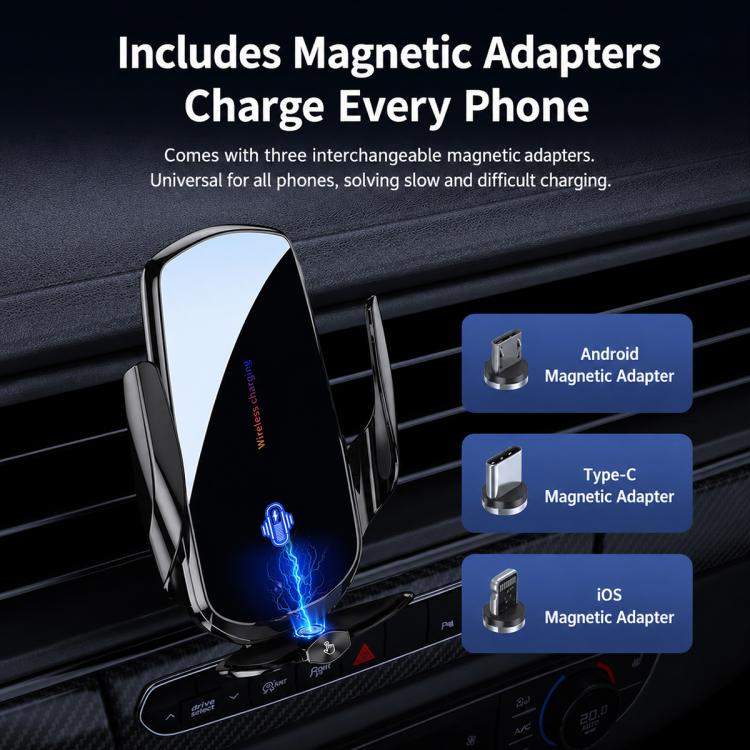 F4 Smart Infrared Sensing Car Magnetic Wireless Charging Phone Holder, Color:Silver(Wireless charger) - Image 7