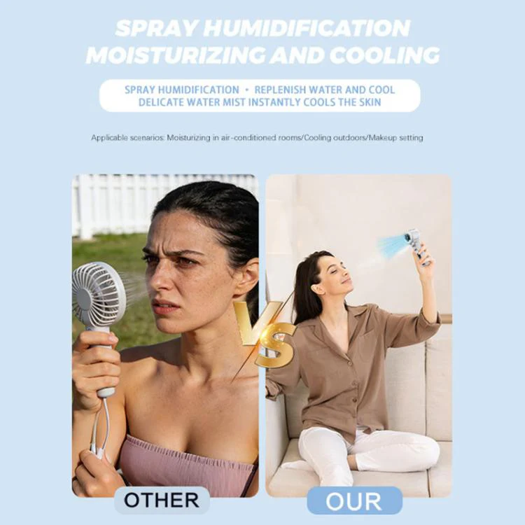 F5 High-Speed Handheld Spray Cooling Fan with LED Display(Beige) - Image 7