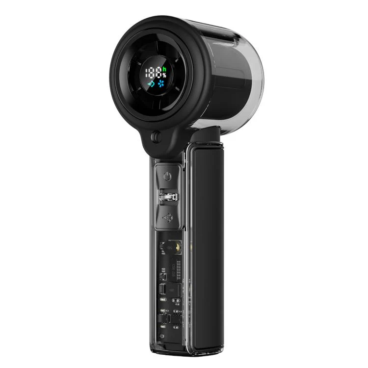 F5 High-Speed Handheld Spray Cooling Fan with LED Display(Black)